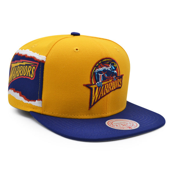 Golden State Warriors Mitchell & Ness JUMBOTRON Snapback Hat - Gold/Navy