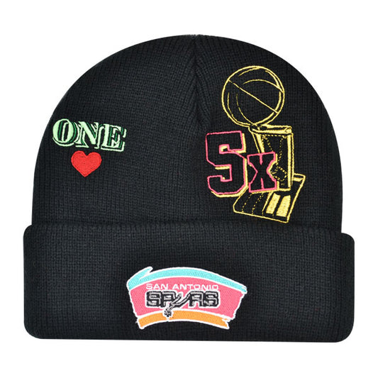 San Antonio Spurs Mitchell & Ness HYPERLOCAL Cuffed Knit NBA Hat - Black