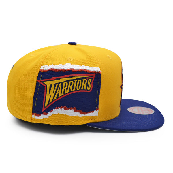 Golden State Warriors Mitchell & Ness JUMBOTRON Snapback Hat - Gold/Navy