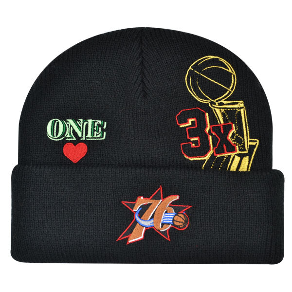 Philadelphia 76ers Mitchell & Ness HYPERLOCAL Cuffed Knit NBA Hat - Black
