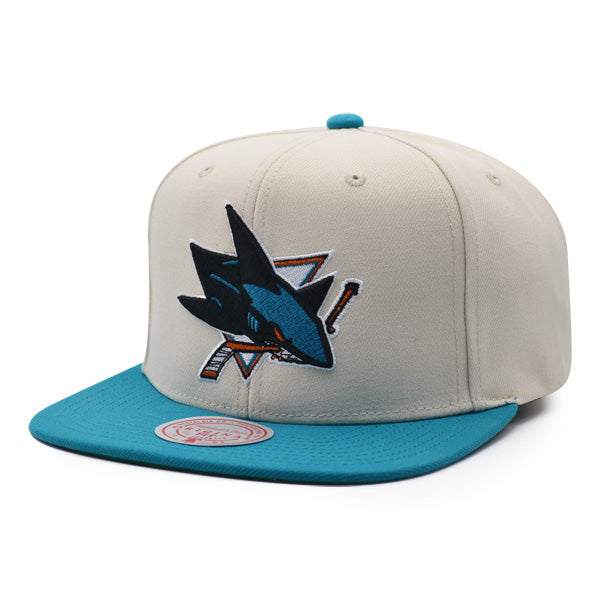 San Jose Sharks Mitchell & Ness NHL CHROME TIME Snapback Adjustable Hat - Chrome/Teal