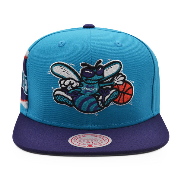 Charlotte Hornets Mitchell & Ness JUMBOTRON Snapback Hat - Vice Blue/Purple