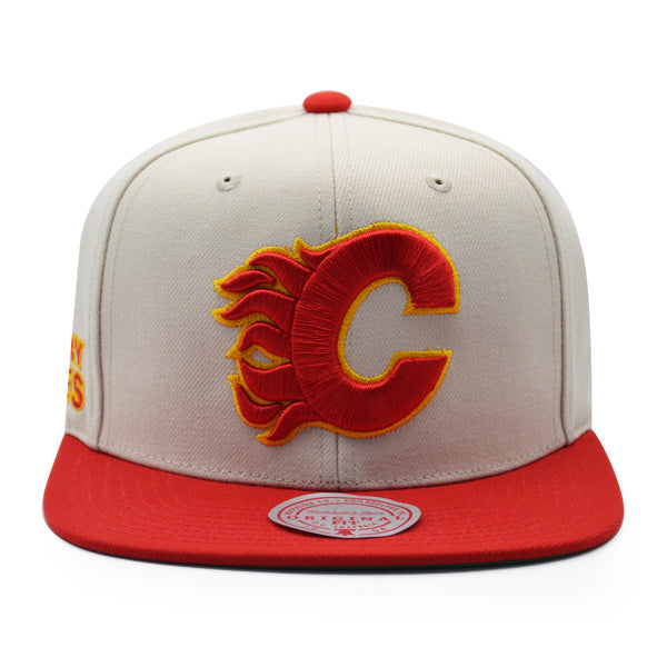 Calgary Flames Mitchell & Ness NHL CHROME TIME Snapback Adjustable Hat - Chrome/Red