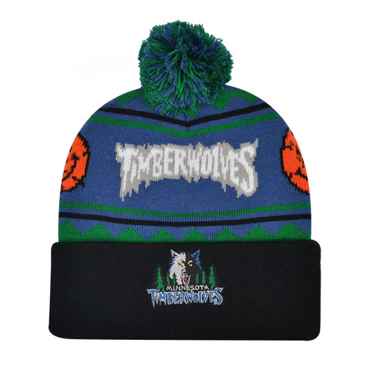 Minnesota Timberwolves Mitchell & Ness ISLAND Cuffed Pom Beanie Knit NBA Hat - Blue/Green/Black