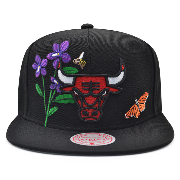 Chicago Bulls Mitchell & Ness FLOWER TIME Snapback NBA Hat - Black/Red