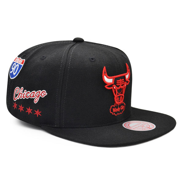 Chicago Bulls HWC Mitchell & Ness HYPERLOCAL Snapback NBA Hat- Black