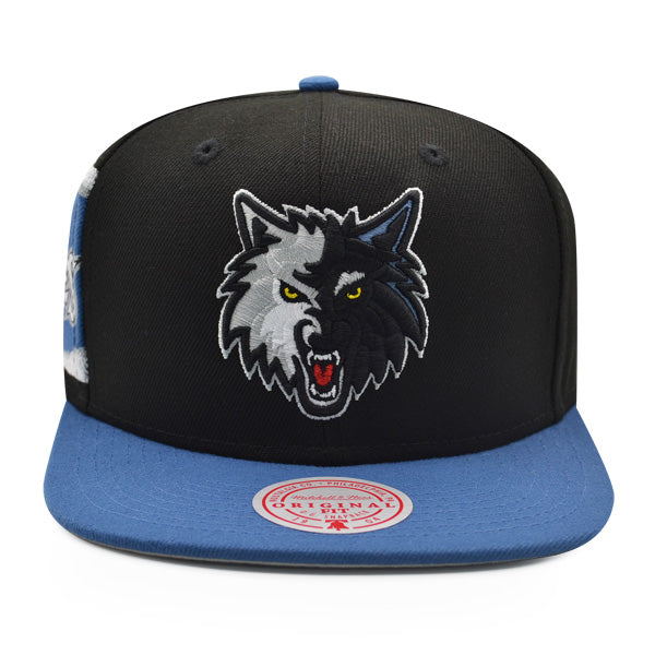 Minnesota Timberwolves Mitchell & Ness JUMBOTRON Snapback Hat - Black/Blue