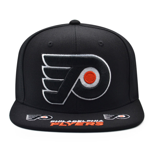 Philadelphia Flyers Mitchell & Ness NHL HAT TRICK Snapback Adjustable Hat - Black/Orange