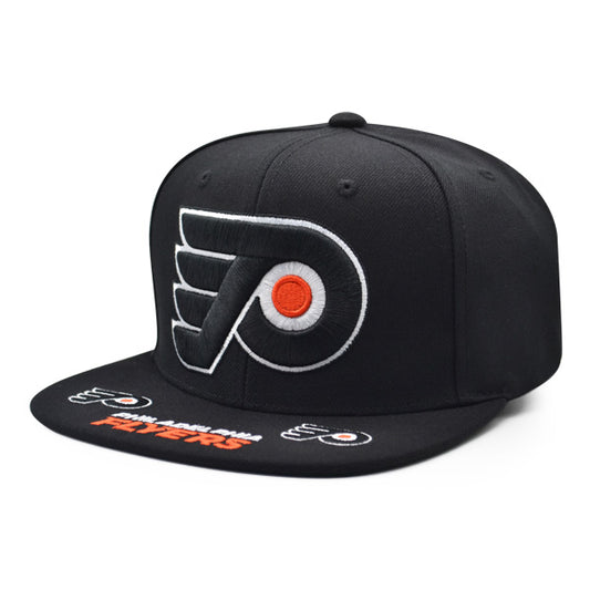 Philadelphia Flyers Mitchell & Ness NHL HAT TRICK Snapback Adjustable Hat - Black/Orange