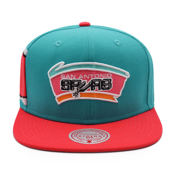 San Antonio Spurs Mitchell & Ness JUMBOTRON Snapback Hat - Teal/Pink