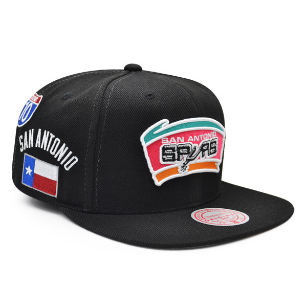 San Antonio Spurs HWC Mitchell & Ness HYPERLOCAL Snapback NBA Hat- Black