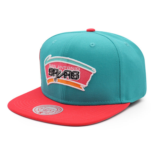 San Antonio Spurs Mitchell & Ness JUMBOTRON Snapback Hat - Teal/Pink