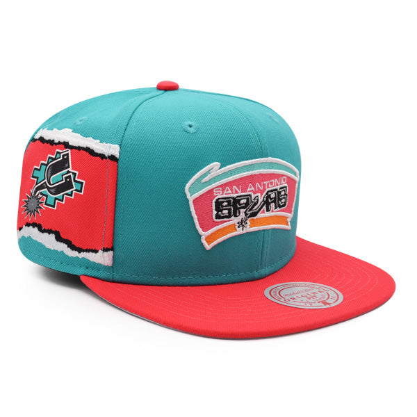 San Antonio Spurs Mitchell & Ness JUMBOTRON Snapback Hat - Teal/Pink