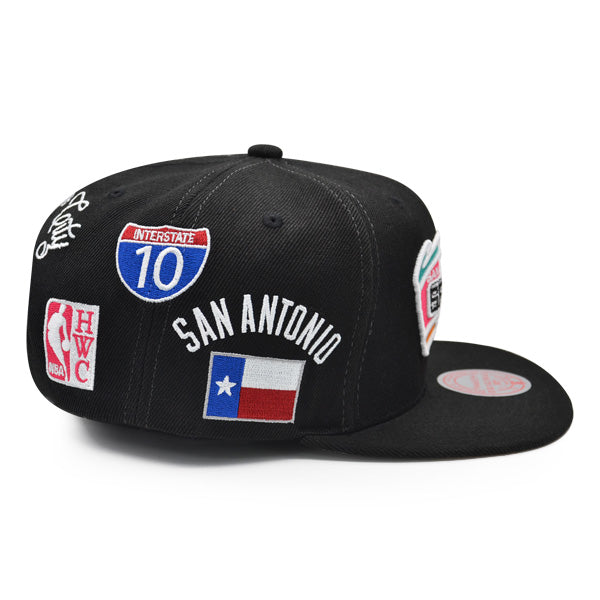 San Antonio Spurs HWC Mitchell & Ness HYPERLOCAL Snapback NBA Hat- Black