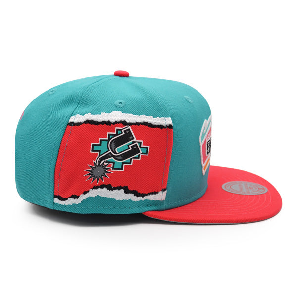 San Antonio Spurs Mitchell & Ness JUMBOTRON Snapback Hat - Teal/Pink