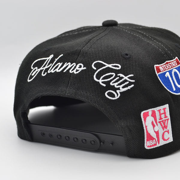San Antonio Spurs HWC Mitchell & Ness HYPERLOCAL Snapback NBA Hat- Black
