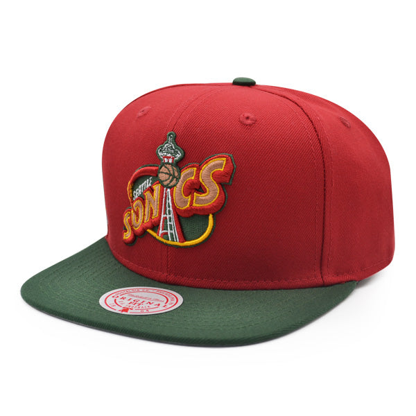 Seattle Supersonics Mitchell & Ness JUMBOTRON Snapback Hat - Maroon/Green
