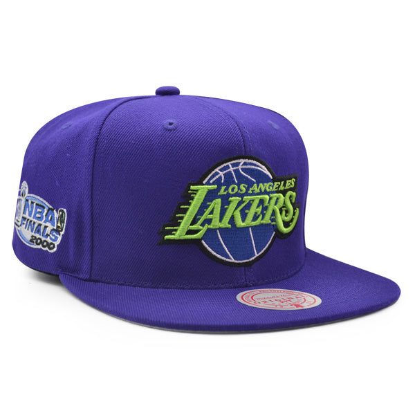 Los Angeles Lakers NBA FINALS Mitchell & Ness INVERTED LOGO Snapback Hat - Purple/Lime