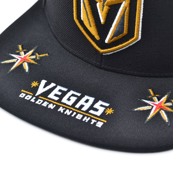 Vegas Golden Knights Mitchell & Ness NHL HAT TRICK Snapback Adjustable Hat - Black/Gold