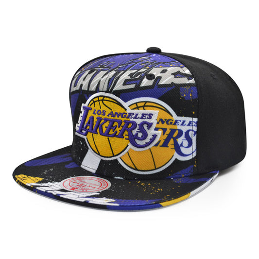 Los Angeles Lakers Mitchell & Ness HYPER LOOPS Snapback Hat - Black/Purple