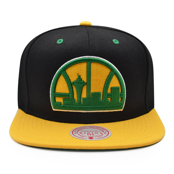 Seattle Supersonics Mitchell & Ness HWC RELOAD Snapback Hat - Black/Yellow/Green