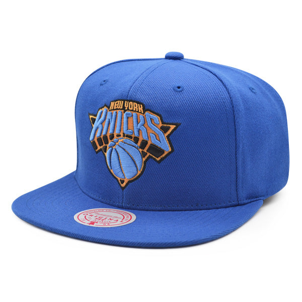 New York Knicks 1973 NBA FINALS Mitchell & Ness INVERTED LOGO Snapback Hat - Royal/Orange