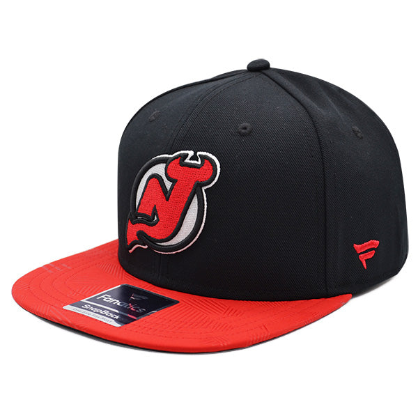 New Jersey Devils Fanatics NHL Visor Mark Snapback Adjustable Hat - Black/Red