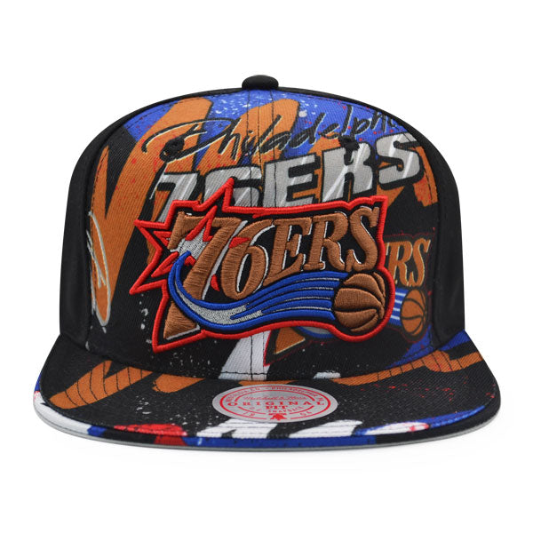 Philadelphia 76ers Mitchell & Ness HYPER LOOPS Snapback Hat - Black/Copper