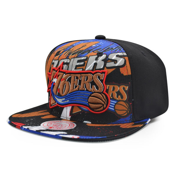 Philadelphia 76ers Mitchell & Ness HYPER LOOPS Snapback Hat - Black/Copper