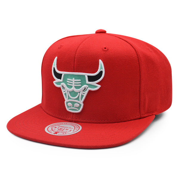 Chicago Bulls 1991 NBA FINALS Mitchell & Ness INVERTED LOGO Snapback Hat - Red/Mint