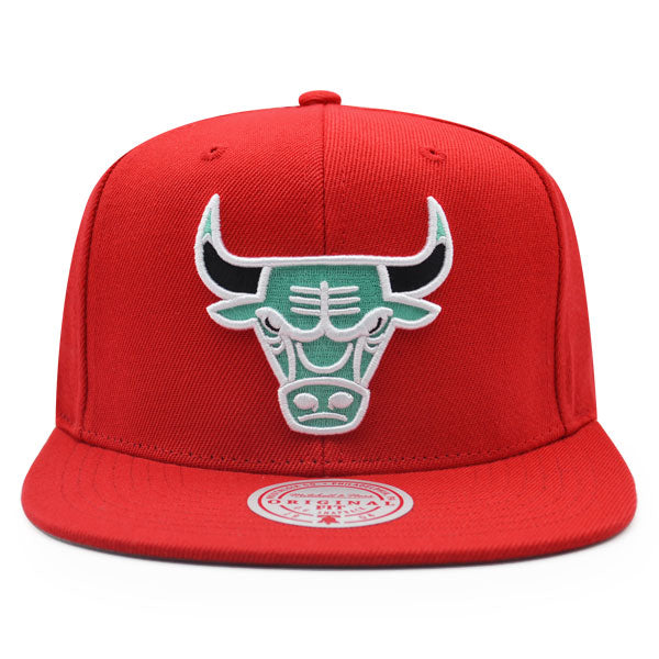 Chicago Bulls 1991 NBA FINALS Mitchell & Ness INVERTED LOGO Snapback Hat - Red/Mint