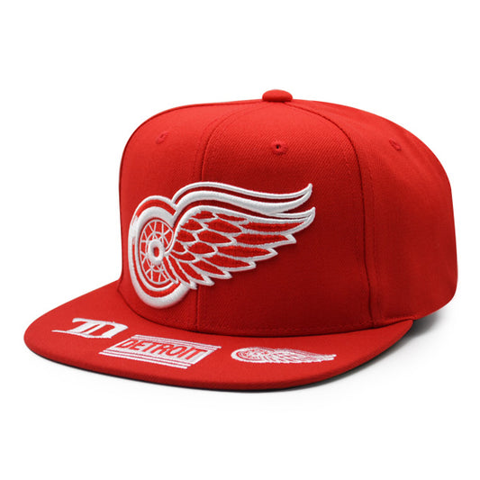 Detroit Red Wings Mitchell & Ness NHL HAT TRICK Snapback Adjustable Hat - Red/White