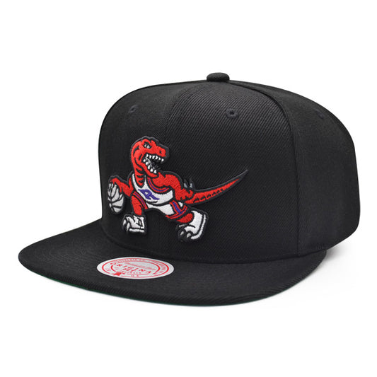 Toronto Raptors Mitchell & Ness CLASSIC Logo Snapback Hat - Black/Red/Green Bottom