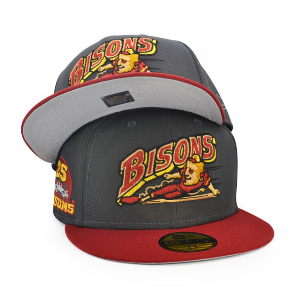 Buffalo Bisons 25th ANNIVERSARY Exclusive New Era 59Fifty Fitted Hat – Dark Graphite/HRed