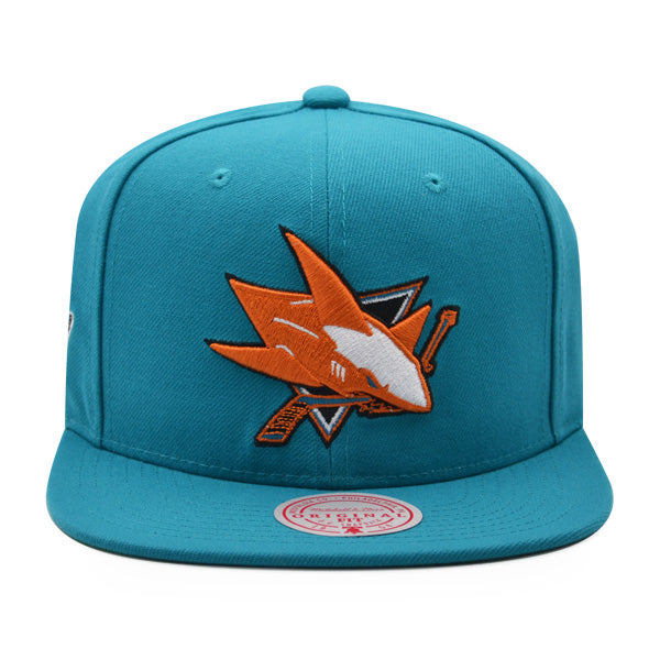 San Jose Sharks Mitchell & Ness NHL ALTERNATE FLIP Snapback Adjustable Hat - Teal/Copper