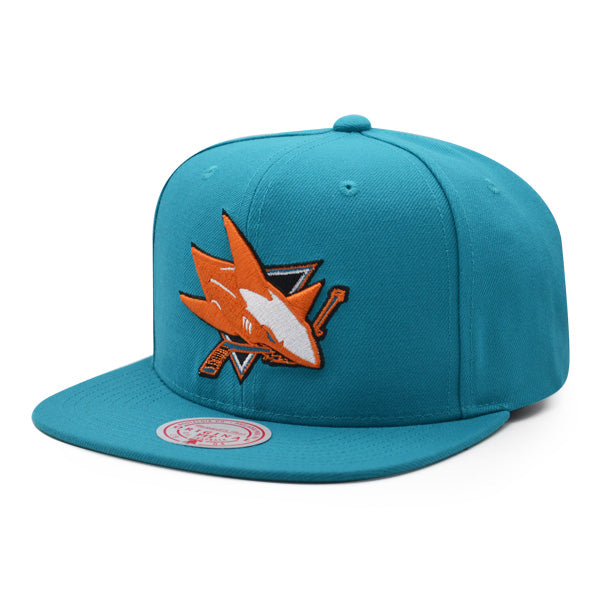 San Jose Sharks Mitchell & Ness NHL ALTERNATE FLIP Snapback Adjustable Hat - Teal/Copper