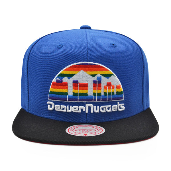 Denver Nuggets Mitchell & Ness CLASSIC 2Tone Snapback Hat - Royal/Black/Red Bottom