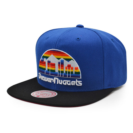 Denver Nuggets Mitchell & Ness CLASSIC 2Tone Snapback Hat - Royal/Black/Red Bottom