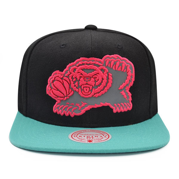 Vancouver Grizzlies Mitchell & Ness NBA REFLECTIVE TIME Snapback Hat - Black/Teal