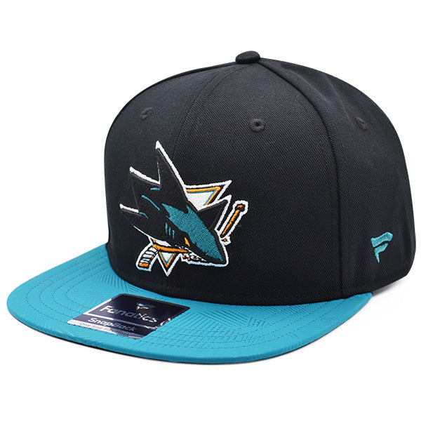 San Jose Sharks Fanatics NHL Visor Mark Snapback Adjustable Hat - Black/Teal