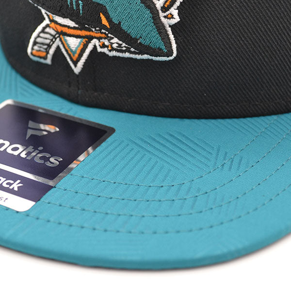 San Jose Sharks Fanatics NHL Visor Mark Snapback Adjustable Hat - Black/Teal