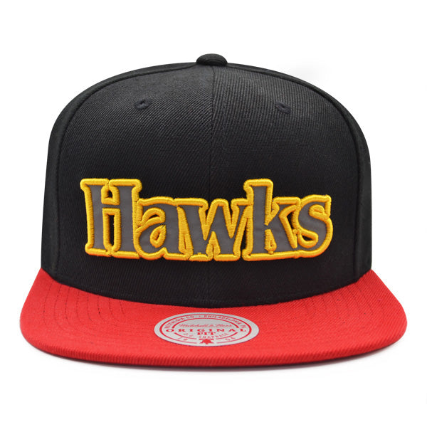 Atlanta Hawks Mitchell & Ness NBA REFLECTIVE TIME Snapback Hat - Black/Red/Yellow