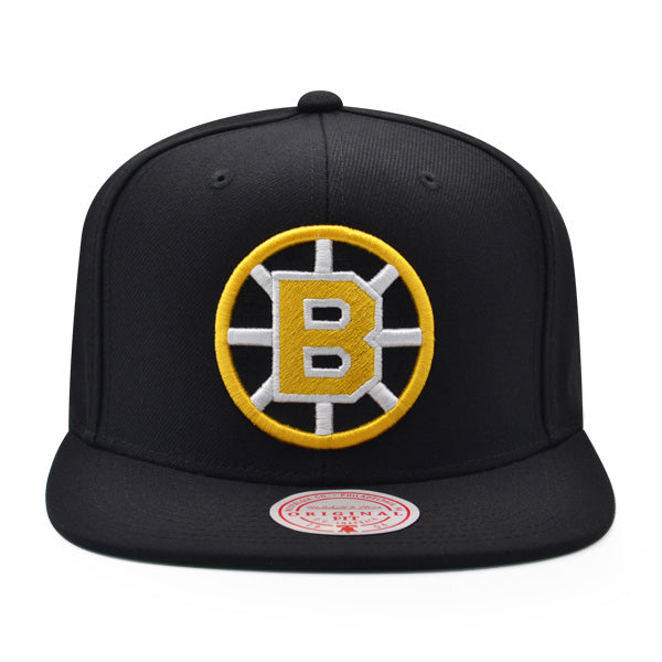 Boston Bruins Mitchell & Ness NHL ALTERNATE FLIP Snapback Adjustable Hat - Black/Yellow