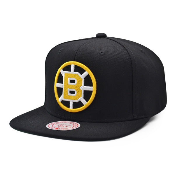 Boston Bruins Mitchell & Ness NHL ALTERNATE FLIP Snapback Adjustable Hat - Black/Yellow