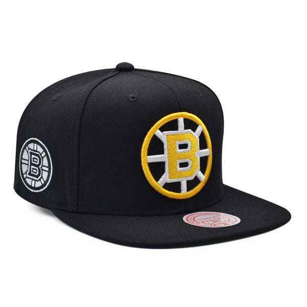 Boston Bruins Mitchell & Ness NHL ALTERNATE FLIP Snapback Adjustable Hat - Black/Yellow