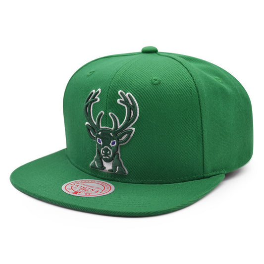 Milwaukee Bucks Mitchell & Ness LOGO REMIX Snapback NBA Hat - Green