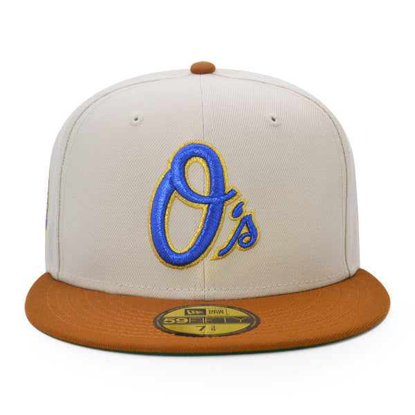 Baltimore Orioles 30th ANNIVERSARY Exclusive New Era 59Fifty Fitted Hat - Stone/Peanut