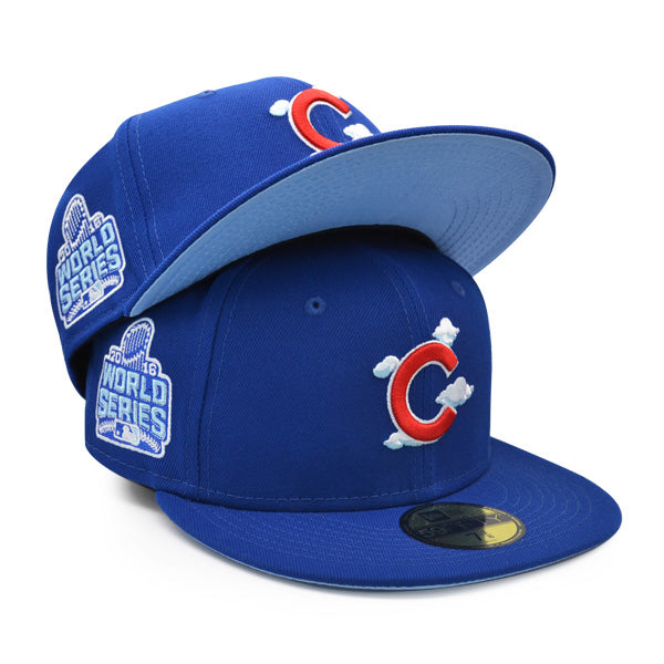Chicago Cubs 2016 World Series New Era Exclusive COMIC CLOUD 59Fifty Fitted Hat - Royal/Sky Bottom