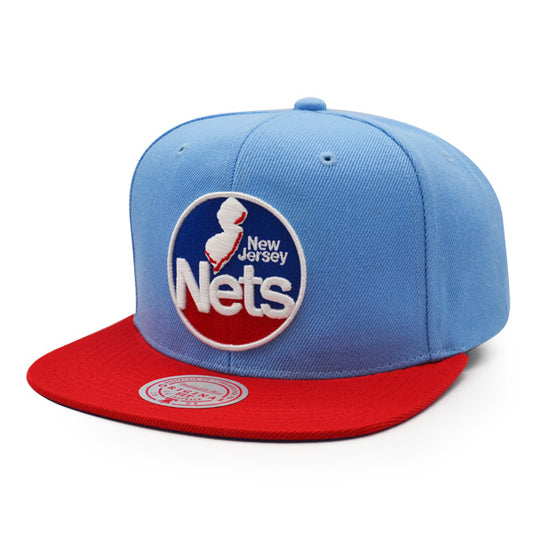 New Jersey Nets Mitchell & Ness CLASSIC 2Tone Snapback Hat - Sky/Red