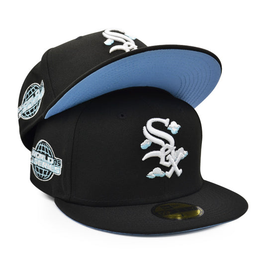 Chicago White Sox 2005 World Series New Era Exclusive COMIC CLOUD 59Fifty Fitted Hat - Black/Sky Bottom